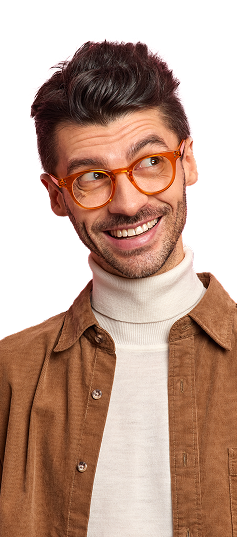 Man with orange glasses