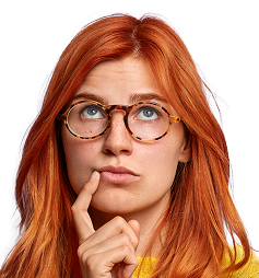 Redhead woman thinking